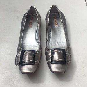 Prada silver ballerina flats